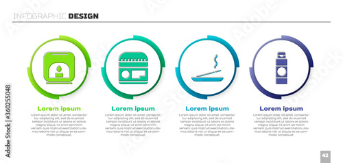 Set Aroma lamp, Cream or lotion cosmetic tube, Scented spa stick and Cream or lotion cosmetic tube. Business infographic template. Vector
