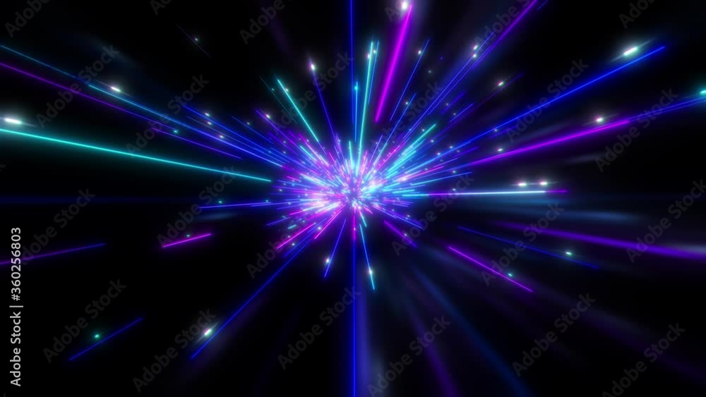 Abstract hyperspace neon animation background. Speed of light, glowing rays and stars in motion. 3d rendering
Abstract hyperspace neon animation background. Speed of light, glowing rays and stars in motion. 3d rendering