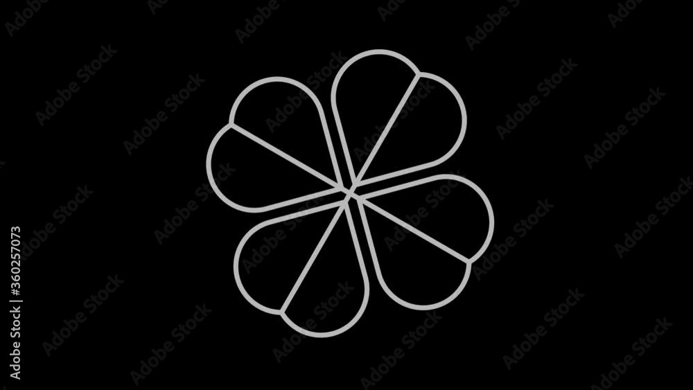 Graphic object with black and white floral motif, with stroboscopic and hypnotic effect, which rotates clockwise, decreasing the size of the entire screen until it disappears in the center. Graphic object with black and white floral motif, with stroboscopic and hypnotic effect, which rotates clockwise, decreasing the size of the entire screen until it disappears in the center.