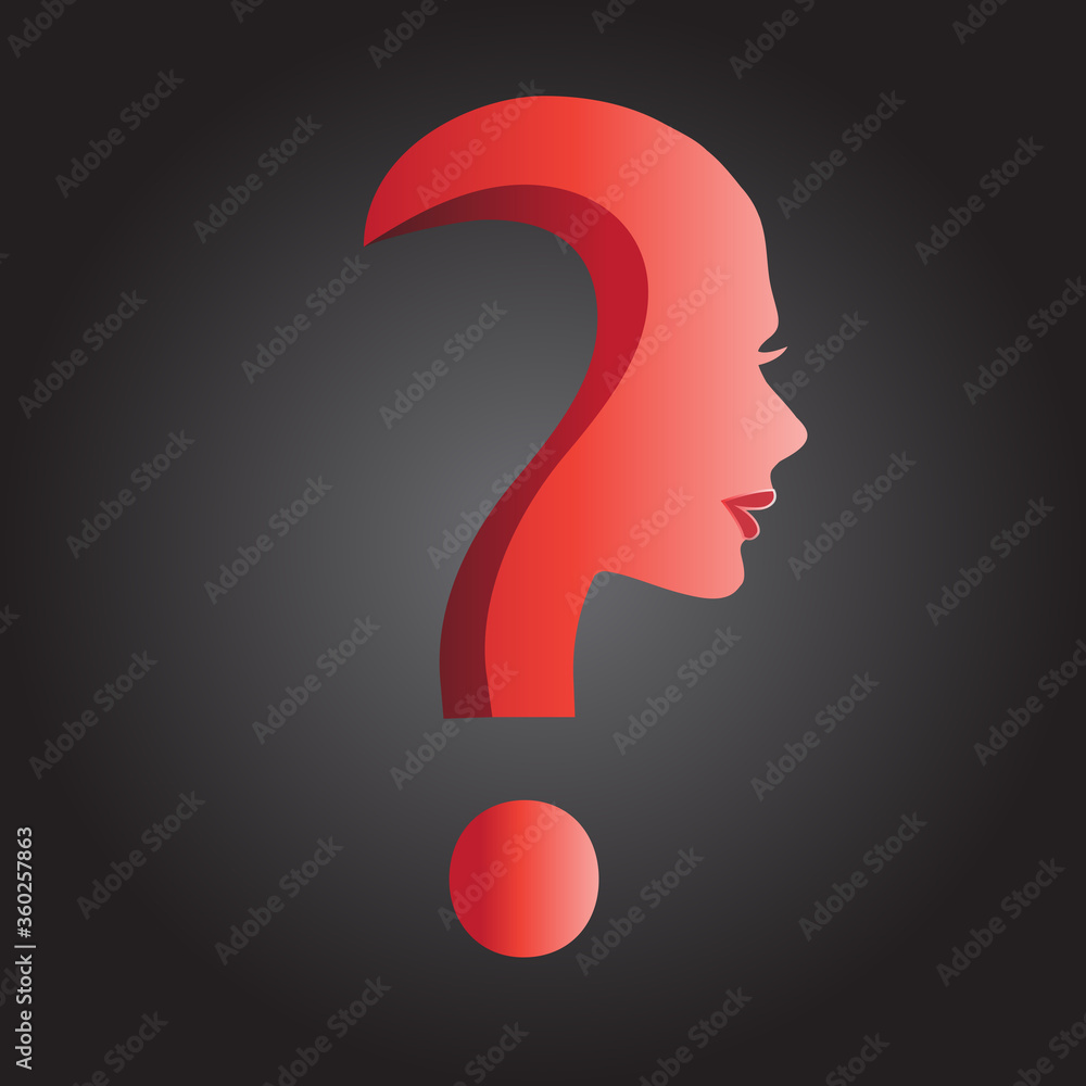 Woman question mark logo vector image symbol background Woman question mark logo vector image symbol background