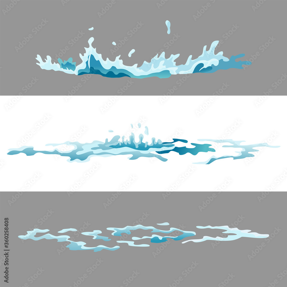 Element water splashes animation. Vector frame set for game animation. Dripping water special effect fx animation frames sprite sheet