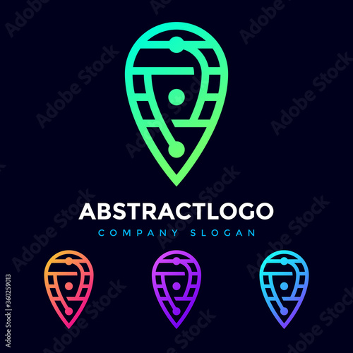 Technology-Based Logo Colorful Design. Creative Location Sign Monogram with Smart Digital Shape.