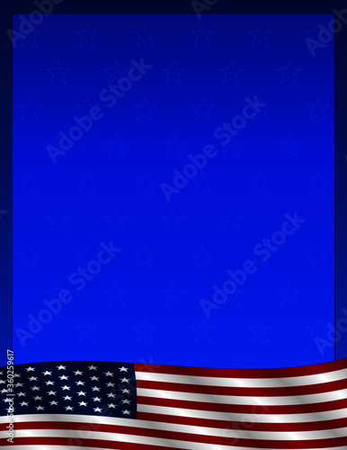 Vector illustration of USA flag with stars on a blue background