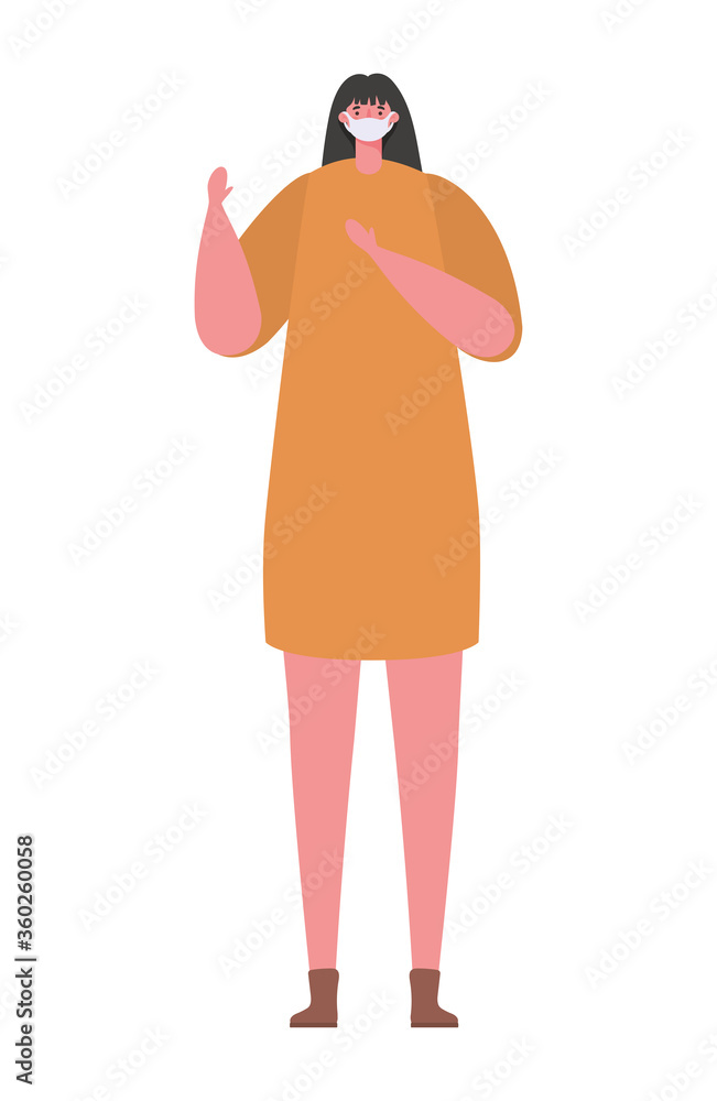 woman with mask design of medical care and covid 19 virus theme Vector illustration woman with mask design of medical care and covid 19 virus theme Vector illustration