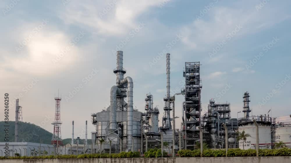 4K Time lapse refinery during sunset time 4K Time lapse refinery during sunset time