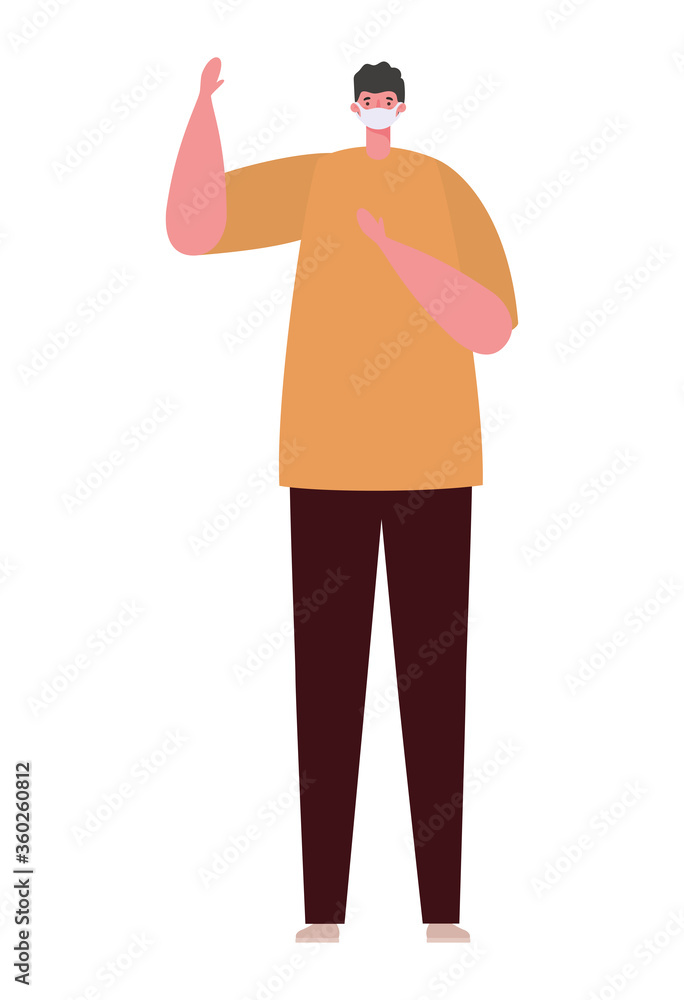 man with mask design of medical care and covid 19 virus theme Vector illustration