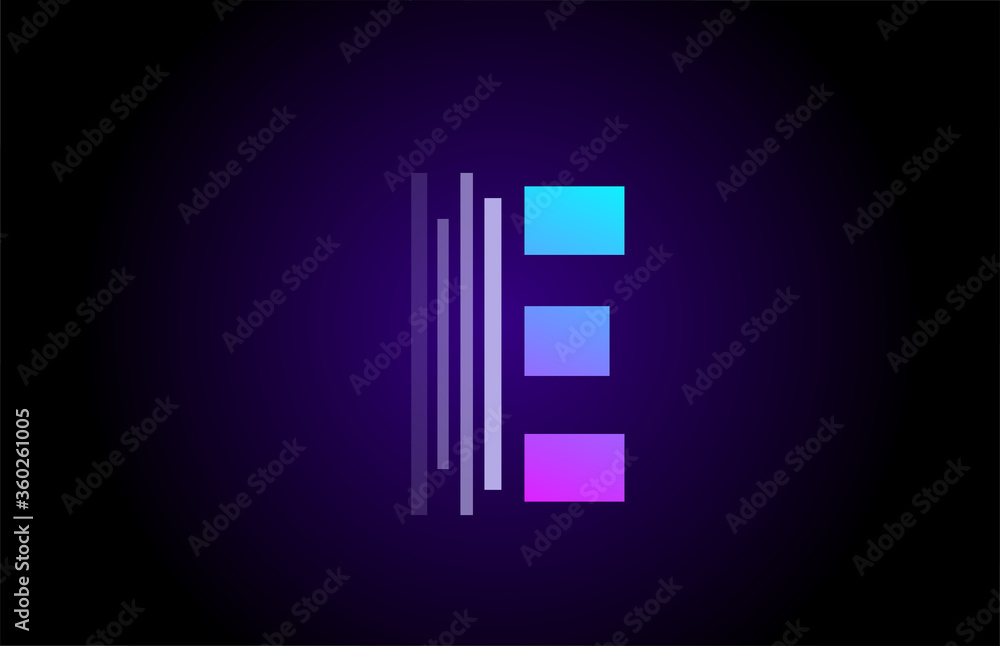 E alphabet letter logo for company and business. Blue pink design for identity