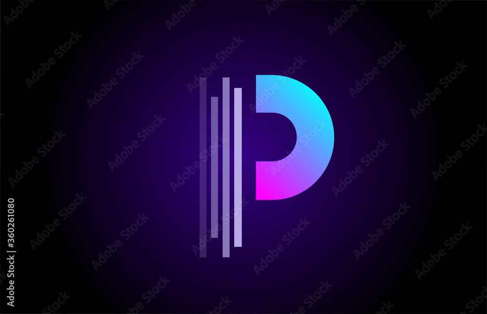 P alphabet letter logo for company and business. Blue pink design for identity P alphabet letter logo for company and business. Blue pink design for identity