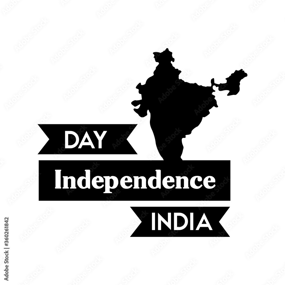 india independence day celebration with map silhouette style