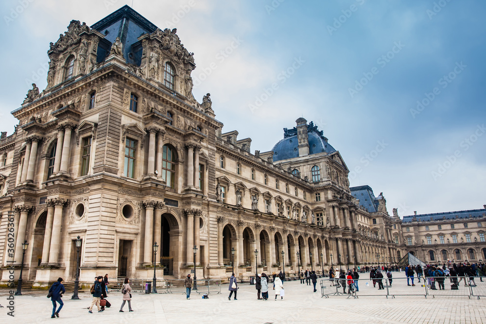 The Louvre Museum in a freezing winter day just before spring in Paris