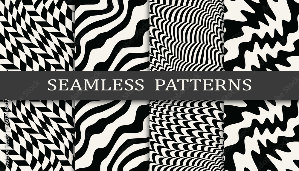 Seamless geometric pattern print set. Abstract background pattern design. Vector illustration.