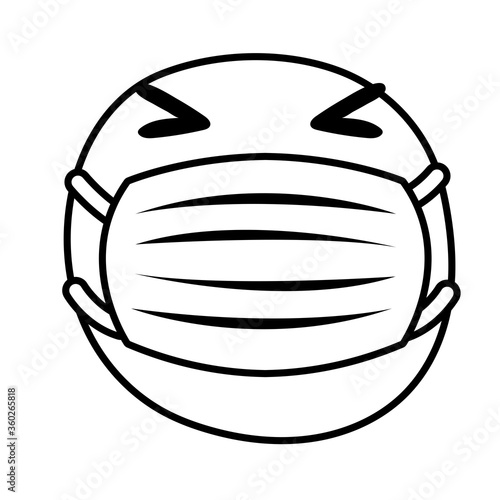 emoji wearing medical mask line style