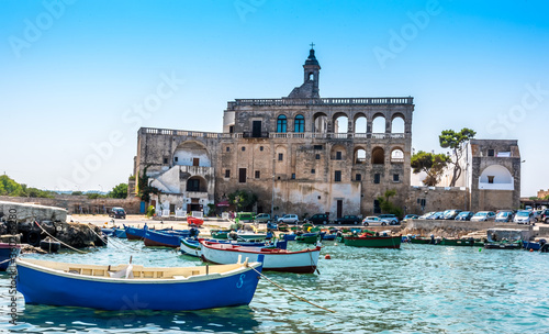Fototapeta Naklejka Na Ścianę i Meble -  The harbour and beach at Cala San Vito, Puglia, Italy in the summertime