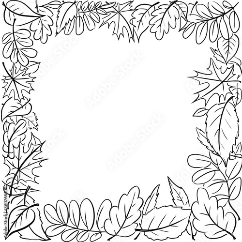 illustration frame of autumn leaves yellow red orange