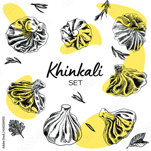 Georgian khinkali (dumplings) set cuisine