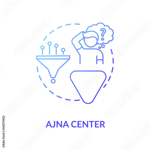 Anja center blue gradient concept icon. Ability to conceptualize. Abstract thinking. Chakra in body system. Human design idea thin line illustration. Vector isolated outline RGB color drawing
