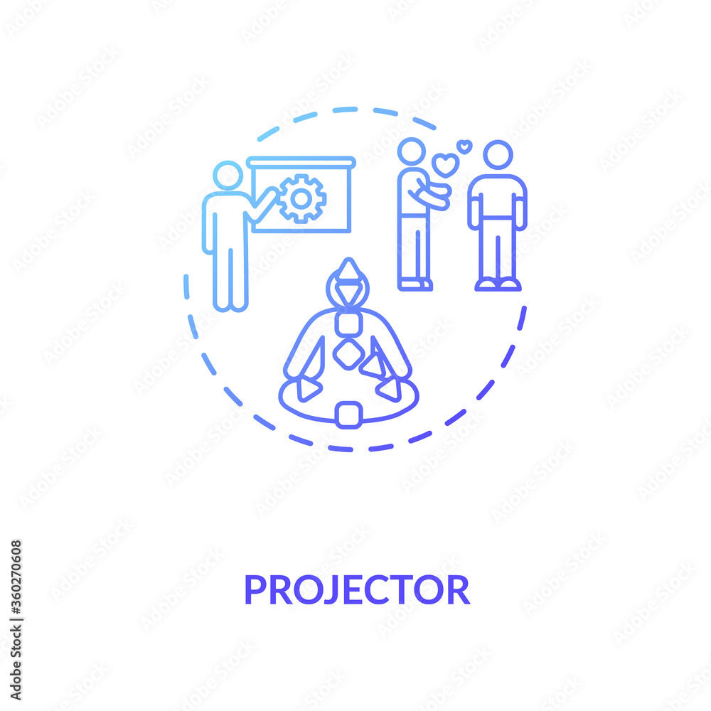 Projector blue gradient concept icon. Focus on relationship. Body graph for self understanding. Human design type idea thin line illustration. Vector isolated outline RGB color drawing Projector blue gradient concept icon. Focus on relationship. Body graph for self understanding. Human design type idea thin line illustration. Vector isolated outline RGB color drawing
