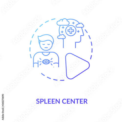 Spleen center blue gradient concept icon. Immune system. Person intuition. Chakra in body system. Human design idea thin line illustration. Vector isolated outline RGB color drawing