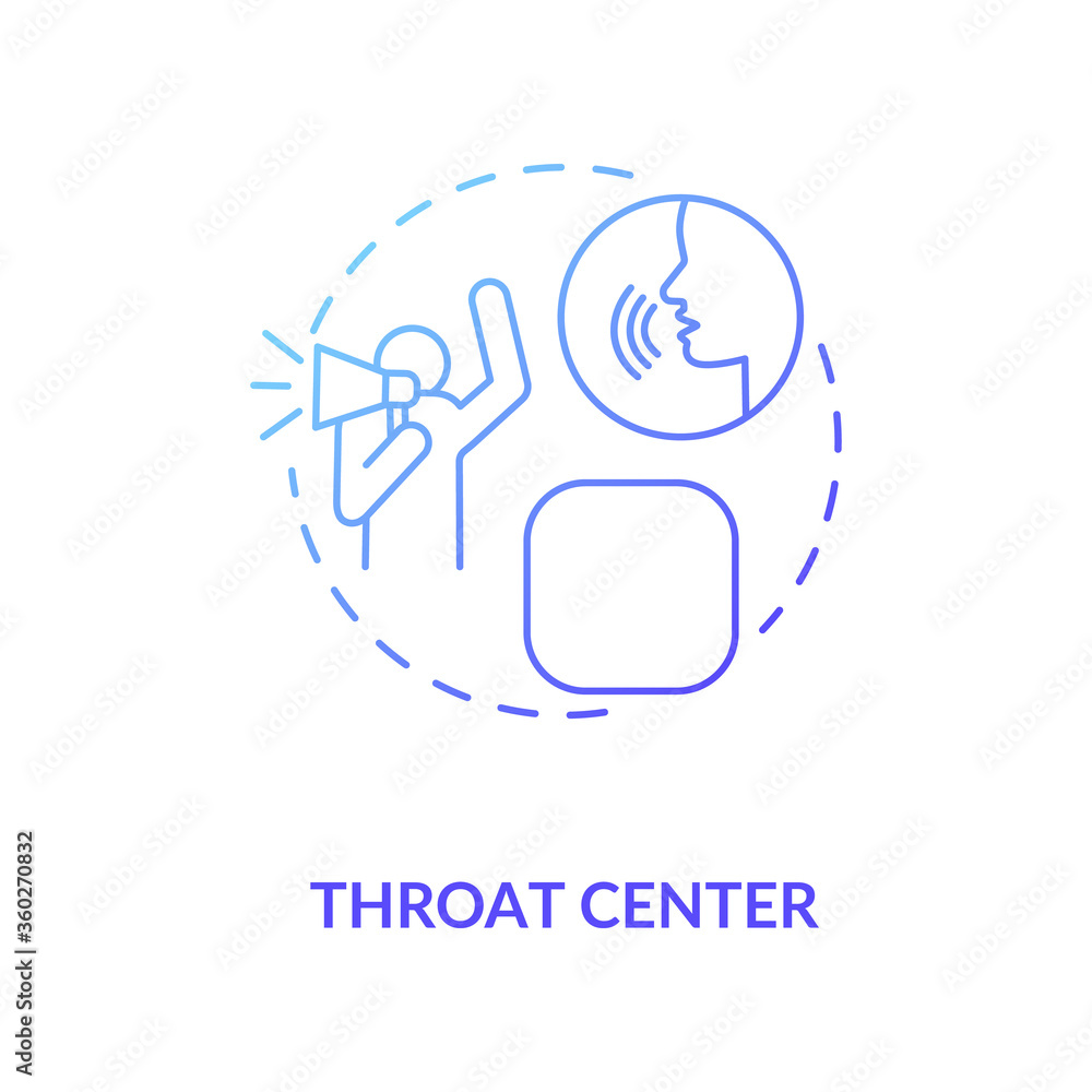 Throat center blue gradient concept icon. Personal manifestation. Ability to speak. Chakra in body system. Human design idea thin line illustration. Vector isolated outline RGB color drawing Throat center blue gradient concept icon. Personal manifestation. Ability to speak. Chakra in body system. Human design idea thin line illustration. Vector isolated outline RGB color drawing