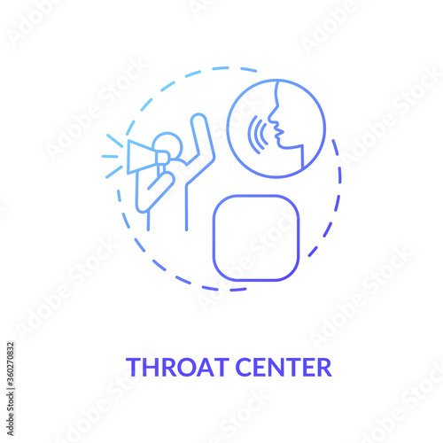 Throat center blue gradient concept icon. Personal manifestation. Ability to speak. Chakra in body system. Human design idea thin line illustration. Vector isolated outline RGB color drawing