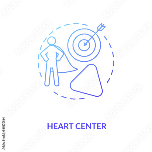 Heart center blue gradient concept icon. Personal will. Ego and motivation. Chakra in body system. Human design idea thin line illustration. Vector isolated outline RGB color drawing