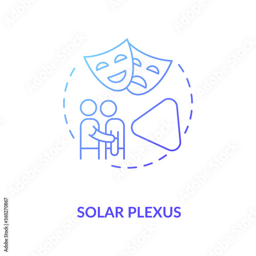 Solar Plexus blue gradient concept icon. Self awareness center. Channel emotions. Chakra in body system. Human design idea thin line illustration. Vector isolated outline RGB color drawing