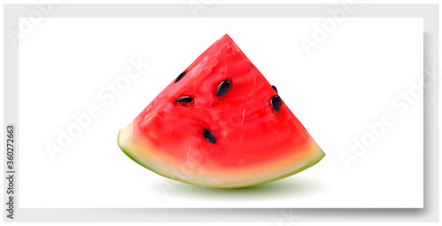 3d Vector Watermelon. Sliced of Watermelon Isolated on White background. Vector illustration.