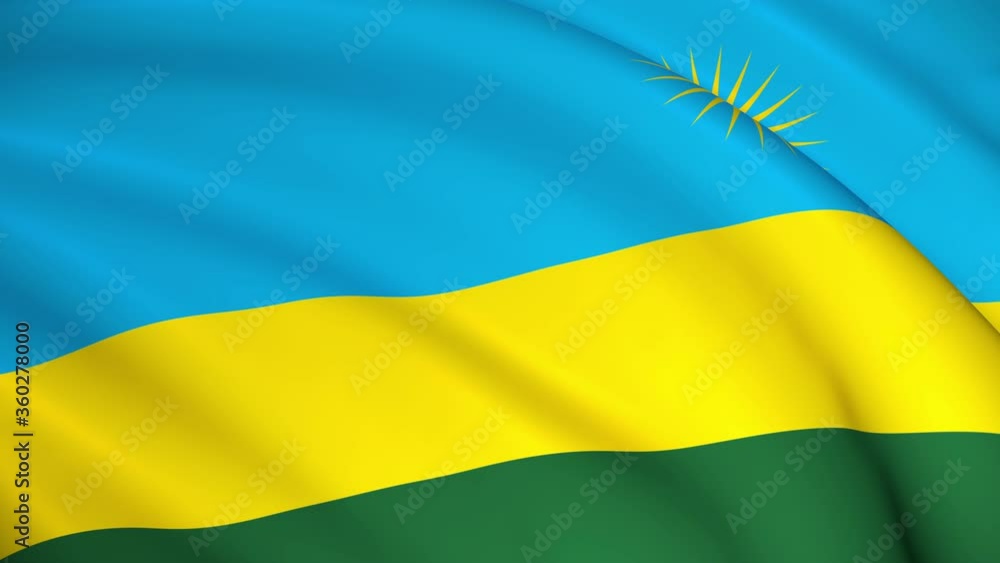 Rwanda National Flag - 4K seamless loop animation of the Rwandan flag. Highly detailed realistic 3D rendering Rwanda National Flag - 4K seamless loop animation of the Rwandan flag. Highly detailed realistic 3D rendering
