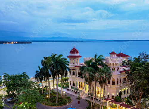 Palacio de Valle at dusk, elevated view, Cienfuegos, Cienfuegos Province, Cuba photo