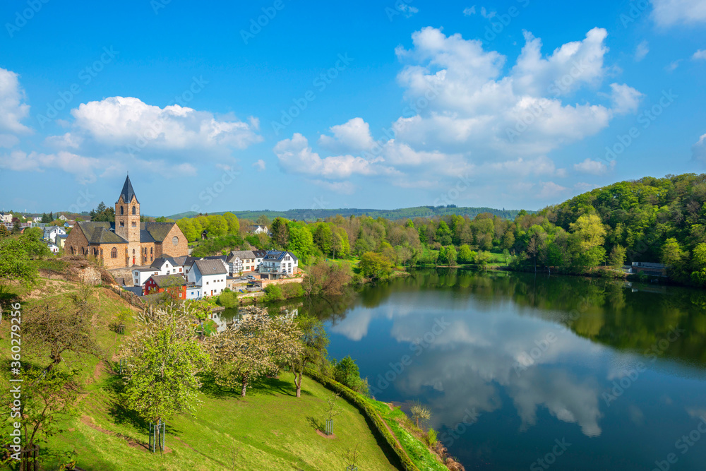 Ulmener Maar with Ulmen, Eifel, Rhineland-Palatinate, Germany Ulmener Maar with Ulmen, Eifel, Rhineland-Palatinate, Germany
