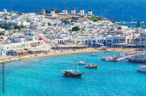 Mykonos Town, elevated view, Mykonos, Cyclades Islands, Greece photo