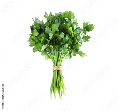 Bunch of fresh green parsley isolated on white photo