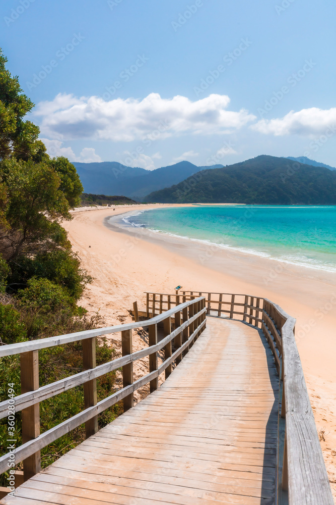 Awaroa Inlet along the Abel Tasman national park at sunrise, South Island, New Zealand Awaroa Inlet along the Abel Tasman national park at sunrise, South Island, New Zealand