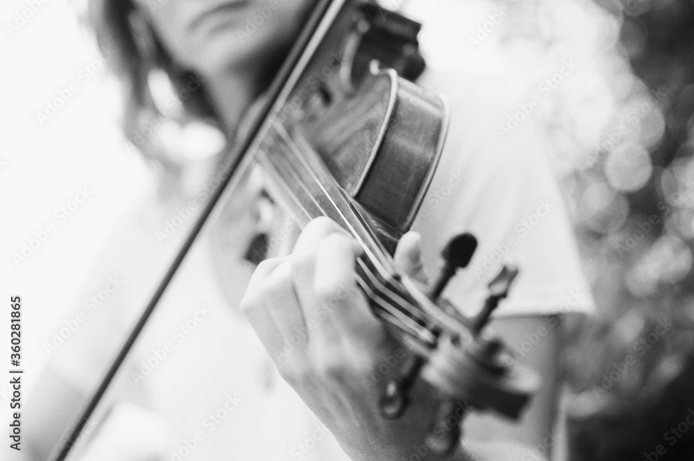 Midsection of woman playing violin