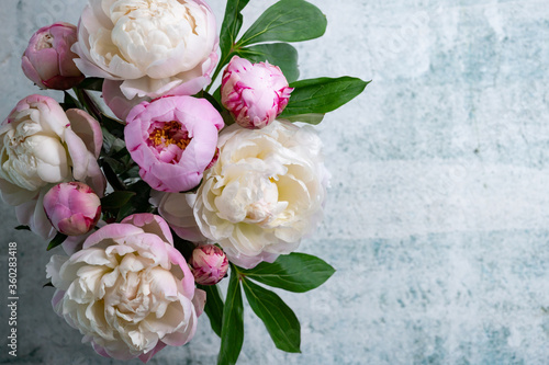bouquet of peonies, white and pink, wedding, romantic, love, happiness