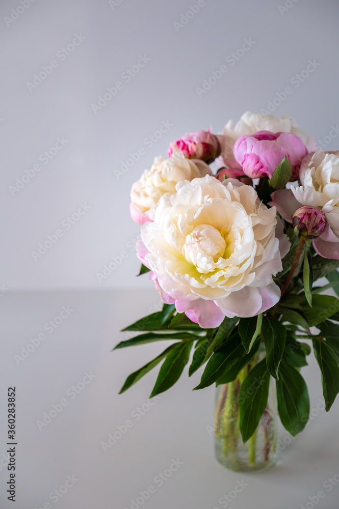 bouquet of peonies, white and pink, wedding, romantic, love, happiness