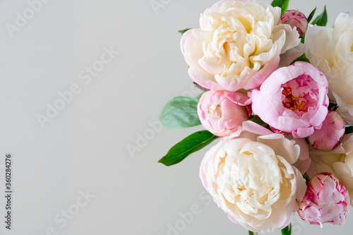 bouquet of peonies, white and pink, wedding, romantic, love, happiness © MiekoPhoto