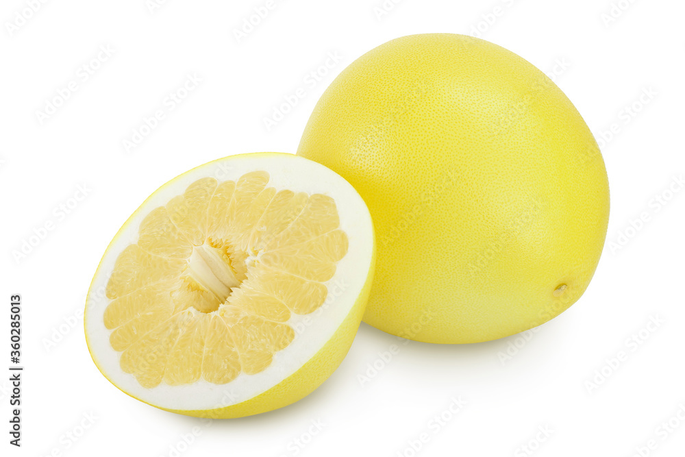 pomelo with half isolated on white background with clipping path and full depth of field pomelo with half isolated on white background with clipping path and full depth of field
