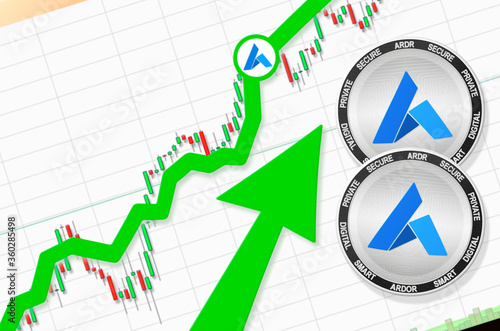 Ardor going up; Ardor ARDR cryptocurrency price up; flying rate up success growth price chart (place for text, price) 