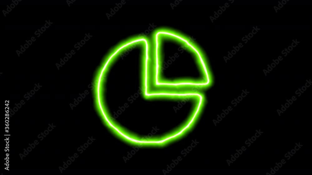 The appearance of the green neon symbol chart pie. Flicker, In - Out. Alpha channel Premultiplied - Matted with color black The appearance of the green neon symbol chart pie. Flicker, In - Out. Alpha channel Premultiplied - Matted with color black