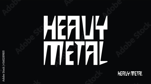 Custom display logo font of Heavy Metal in asymmetric style and white color on black background