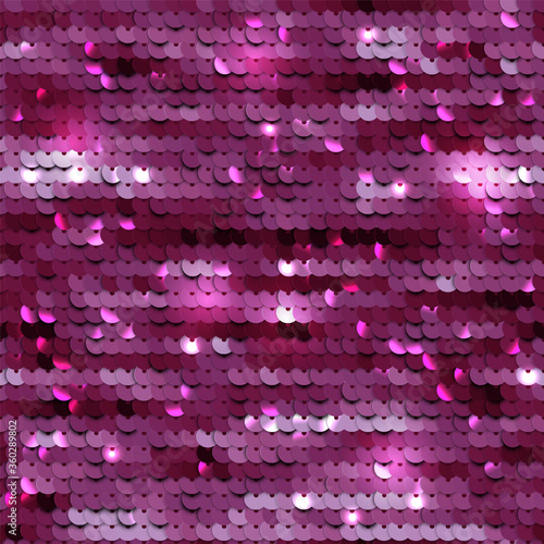 Pink sequined texture - vector illustration eps10. Realistic glittering paillettes background.