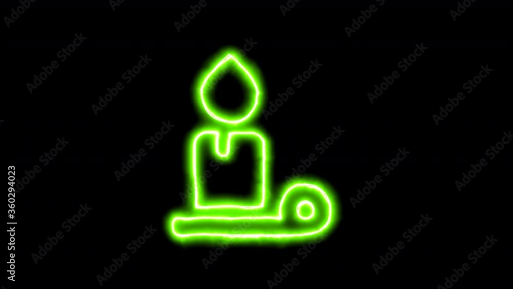 The appearance of the green neon symbol candle holder. Flicker, In - Out. Alpha channel Premultiplied - Matted with color black The appearance of the green neon symbol candle holder. Flicker, In - Out. Alpha channel Premultiplied - Matted with color black