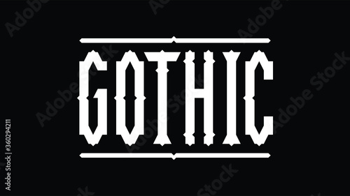 Custom Sans Serif Gothic Logo Font with geometric details design and vintage, historic character.