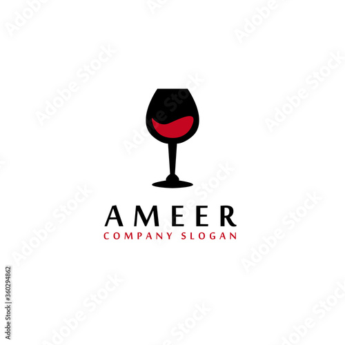 Wineglass Goblet Wine Drink silhouette logo design