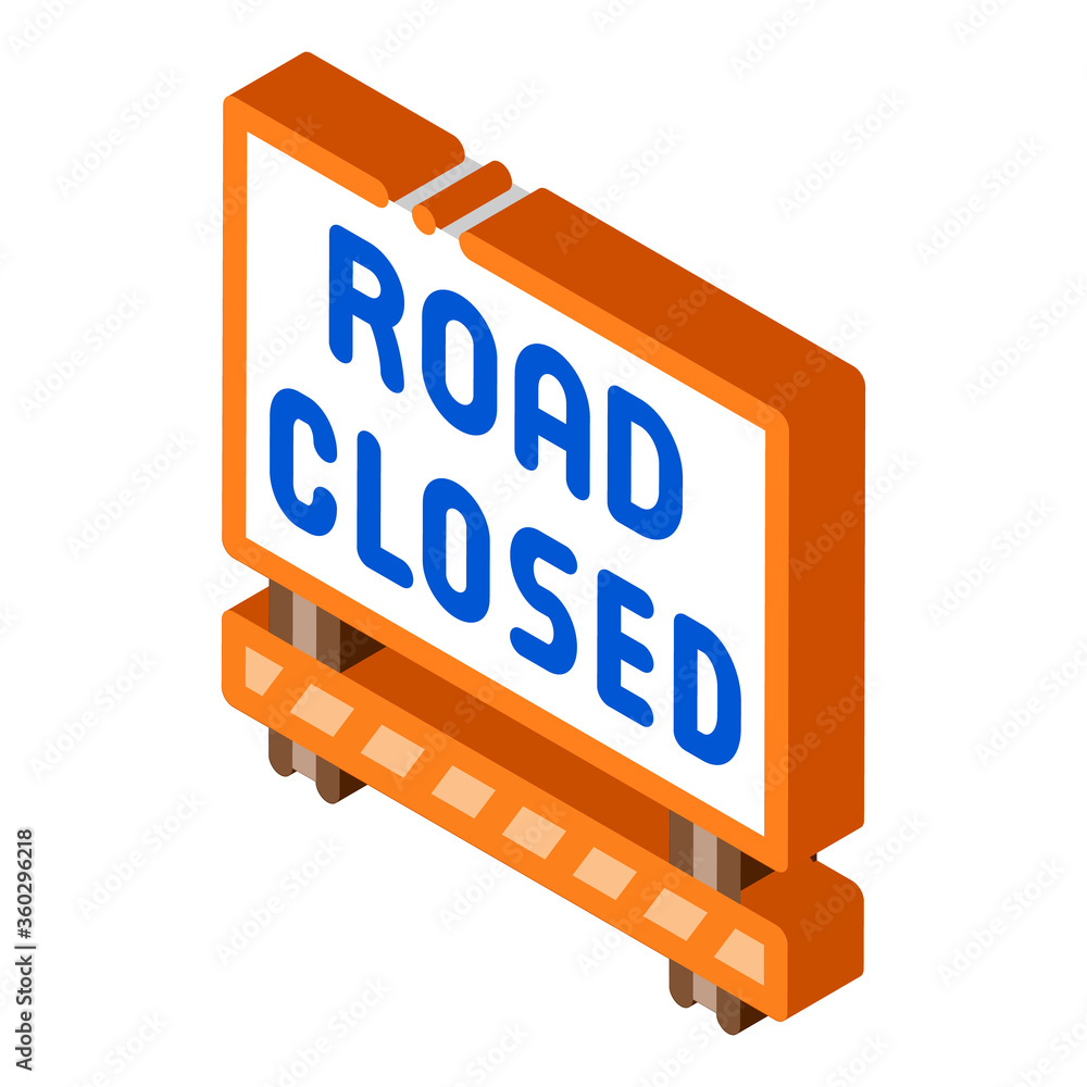 road closed sign icon vector. isometric road closed sign sign. color isolated symbol illustration road closed sign icon vector. isometric road closed sign sign. color isolated symbol illustration