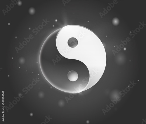 Ying yang symbol. Yin yan karma icon. Yinyang tao balance logo. Zen harmony background. Buddha mandala sign. Yoga peace spiritual design. Asian meditation art element