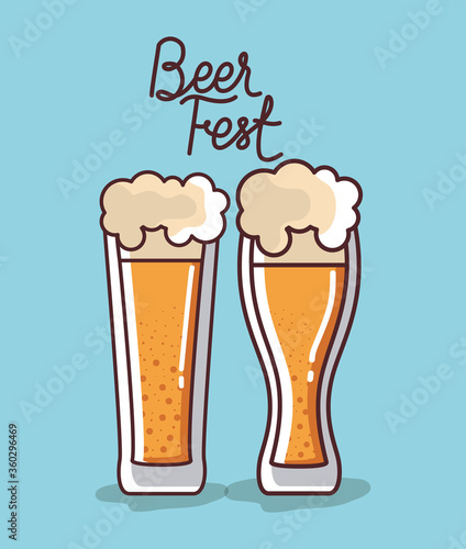 Beer glasses design, Festival day pub alcohol bar and drink theme Vector illustration