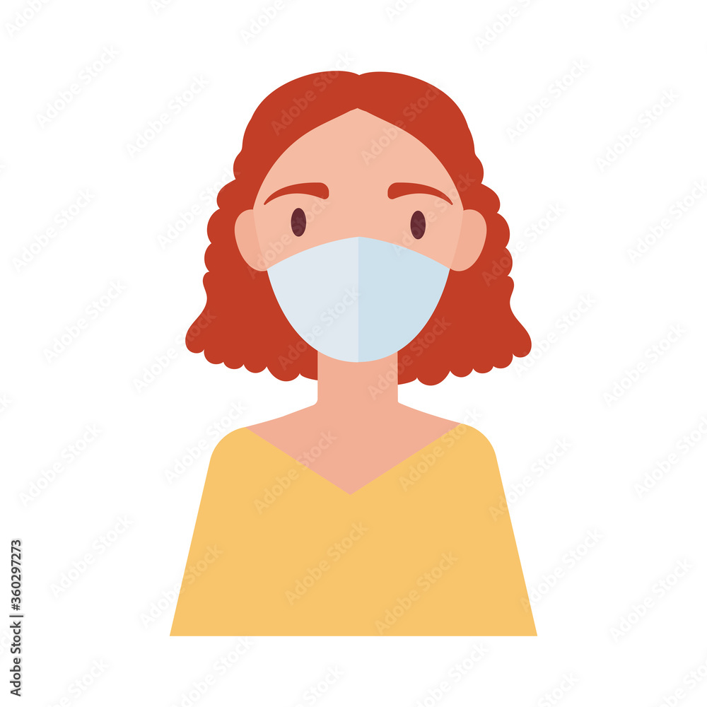 woman wearing medical mask flat style woman wearing medical mask flat style