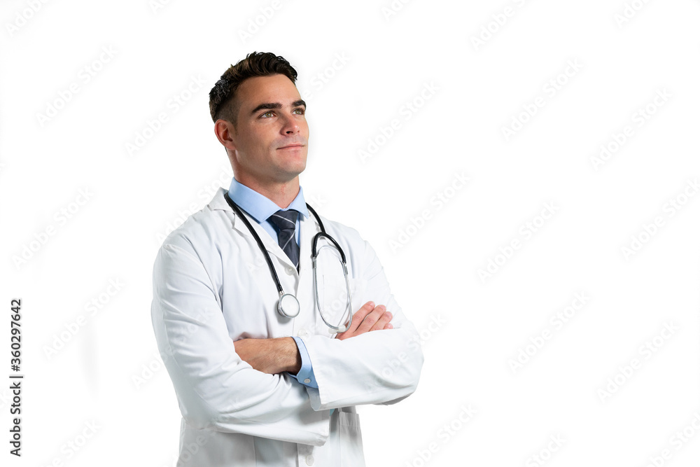 Caucasian male doctor on white background Caucasian male doctor on white background